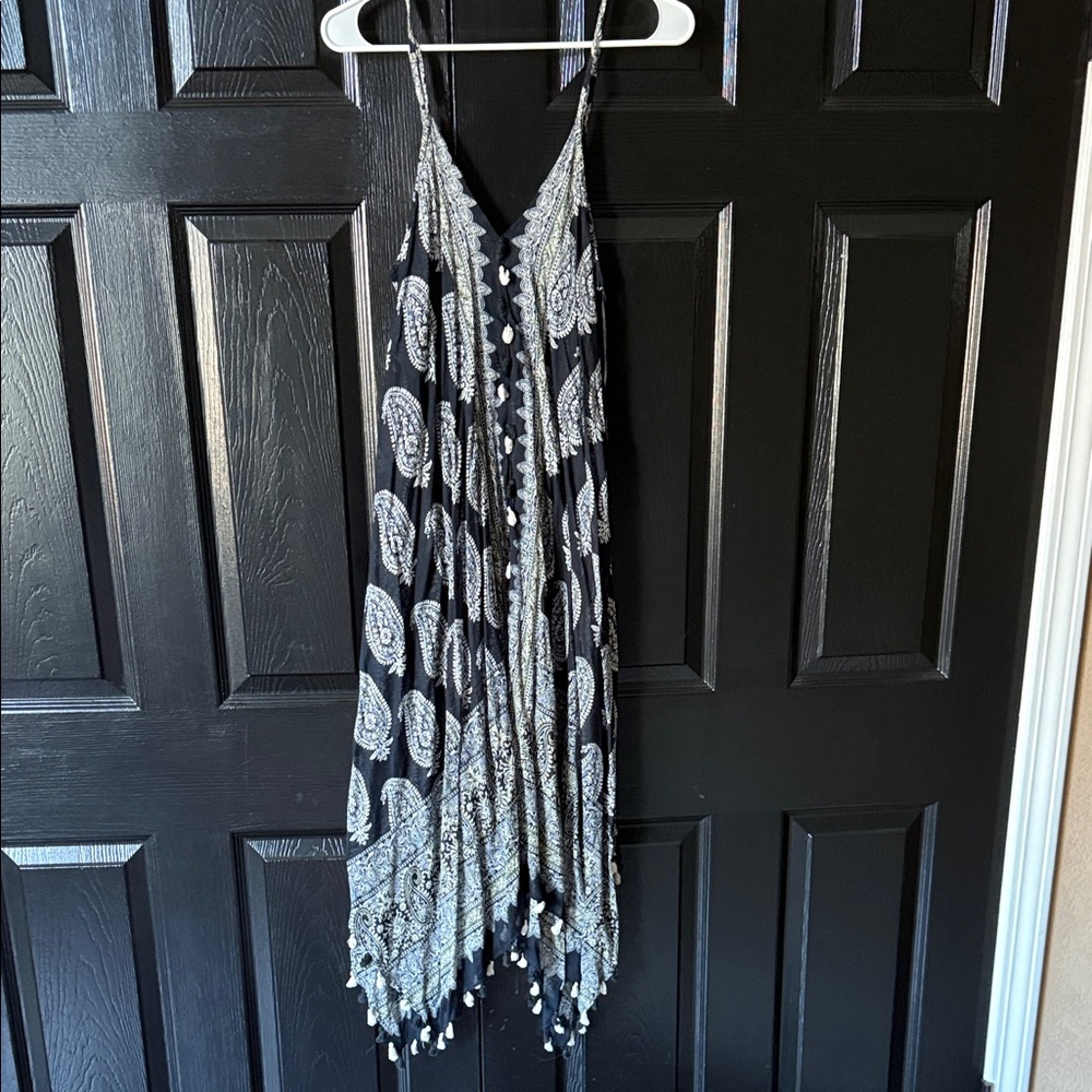 lovestitch Black and White Paisley Tassel Dress